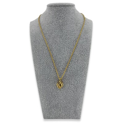 Christian Dior Gold-Tone Leaf Shaped Pendant Necklace with