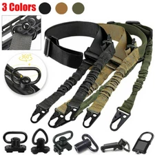 Tactical 2 Point Adjustable Rifle Sling Strap + M-LOK 45 Degree QD Swivel Mounts