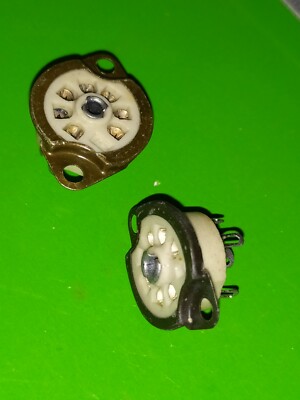 2x Supports De Socket Céramique 7 Broches Miniature - Pour Tubes Ex 6J6, Neufs, NOS