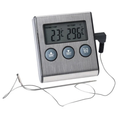 EXCELLENT HOUSEWARE Fleisch Braten Thermometer bis 250°C hitzefestes Sensorkabel Timer-99min DHL