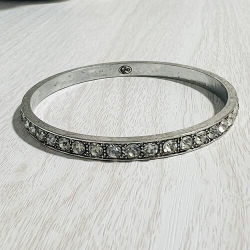 Vintage Rhinestone Bangle Bracelet Silver Tone 90`s Premier Design Brand Signed - Picture 2 of 6