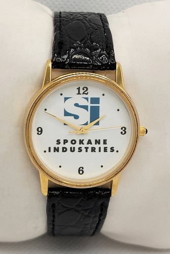 Mens Image Watches Inc. California SI Spokane Industries Black Leather Watch F6 - Picture 3 of 10