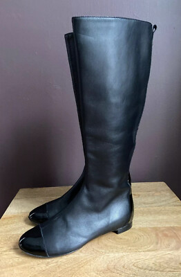 AGL Attilio Giusti Leombruni Cap Toe Tall Black Leather Womens Boots Size 35