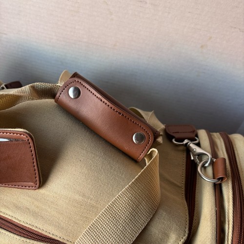 Rare Ben Hogan Foundation Golf Duffel Bag Brown & Beige *Broken Zipper* Plaid - Picture 8 of 21