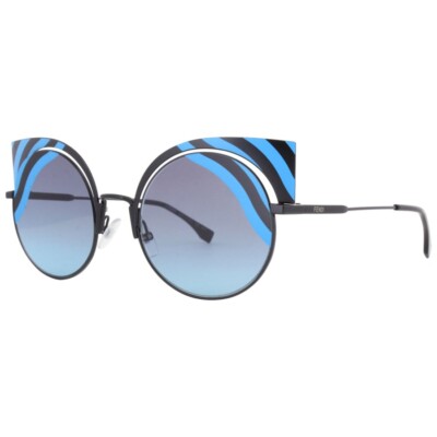 Fendi FF0215/SOLBMTBLK TURQU Round Shape Blue gradient Lens Women's  Sunglasses
