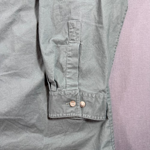 LL Bean Sunwashed Canvas Shirt Mens 2XLT Green Long Sleeve Button Up Work - Picture 2 of 8