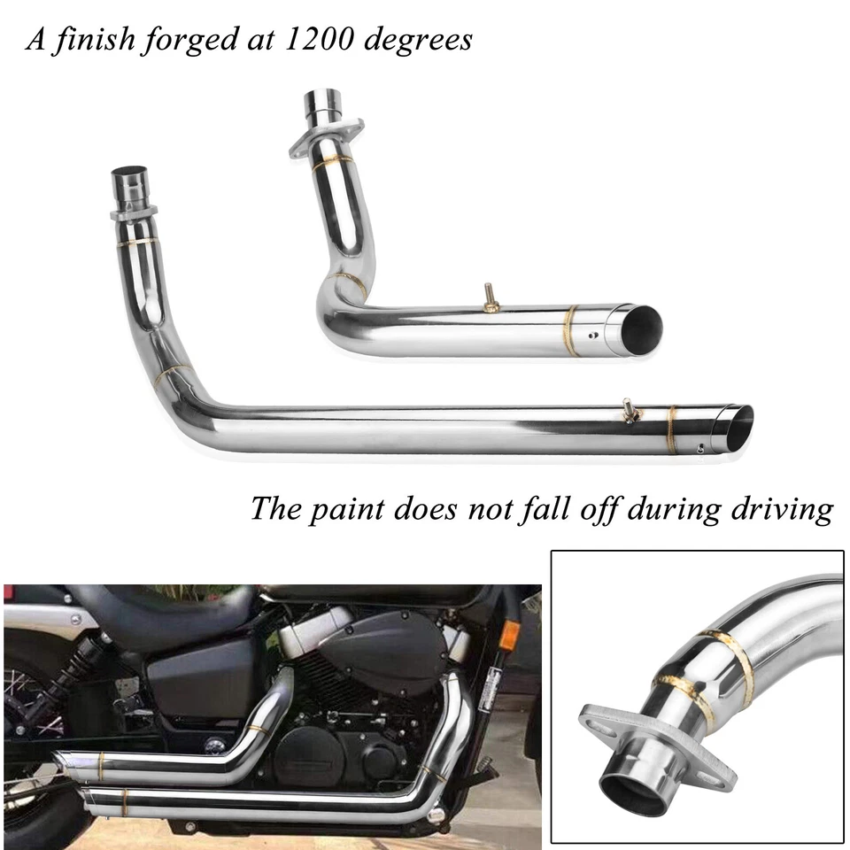 For Honda Shadow VT 750 AERO 2004-2019 Shortshots Staggered Exhaust Pipes System - Image 2 of 4