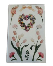 VINTAGE MRS GROSSMAN'S STICKERS Spring Blooms Pink Tulips 4 Sheets Yard 1999