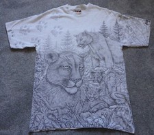 Vintage Signal Sports Mountain Lion All Over Print Adult Large T-Shirt USA Made