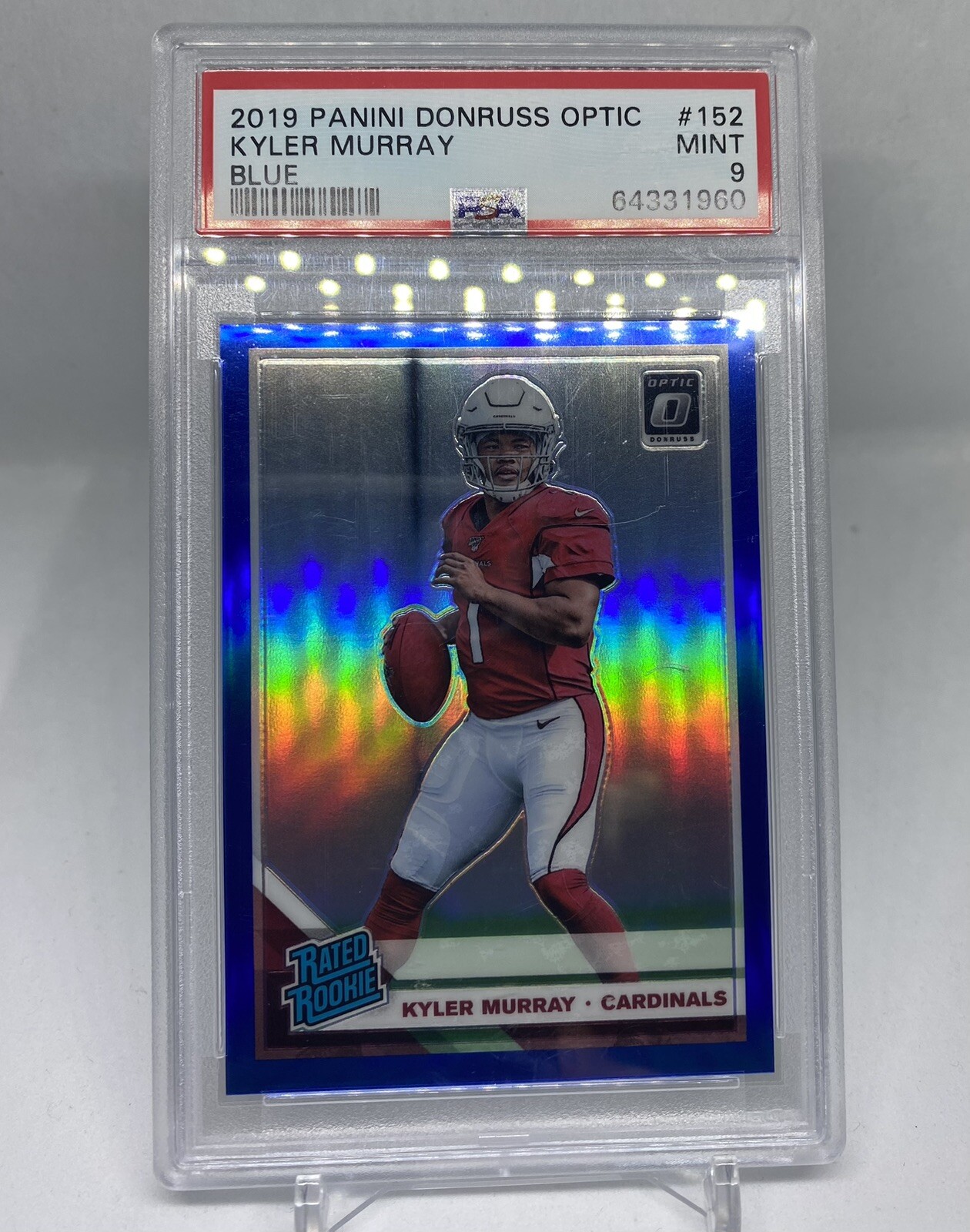 #/150 KYLER MURRAY PSA 9 2019 PANINI DONRUSS OPTIC RC ROOKIE BLUE PRIZM