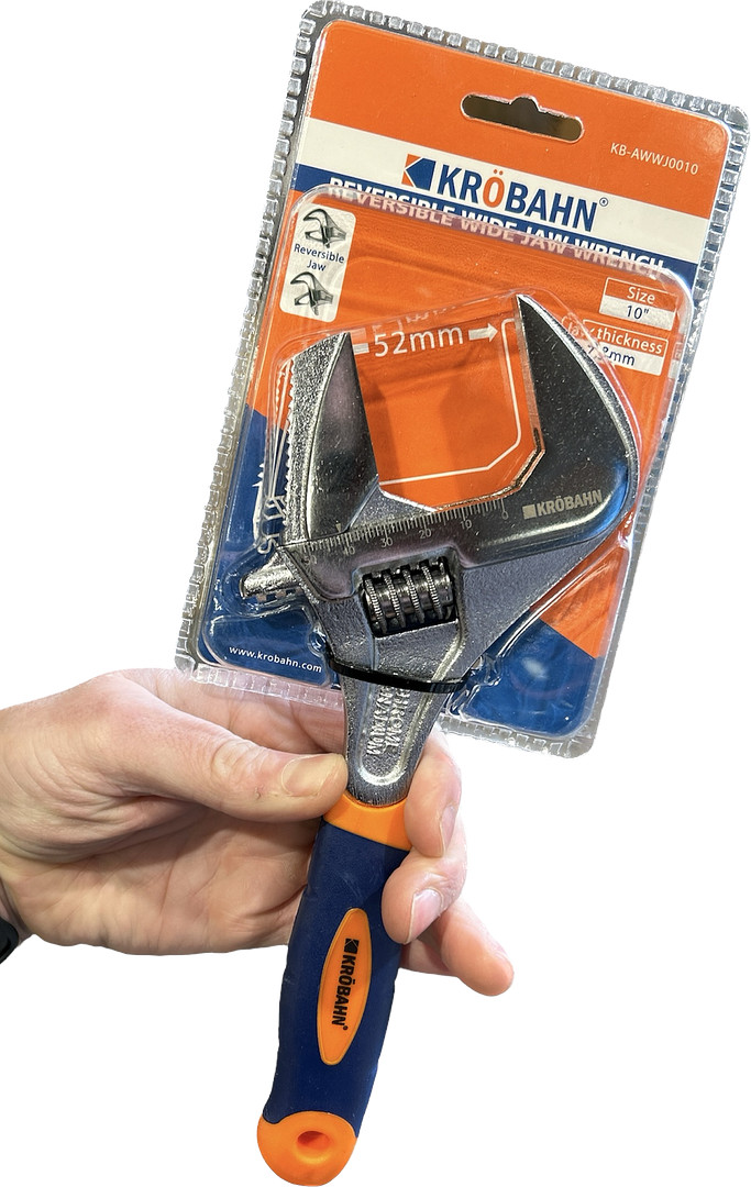 10"" Reversible Wide Jaw Adjustable Wrench 40mm Jaws Spanner 255mm
