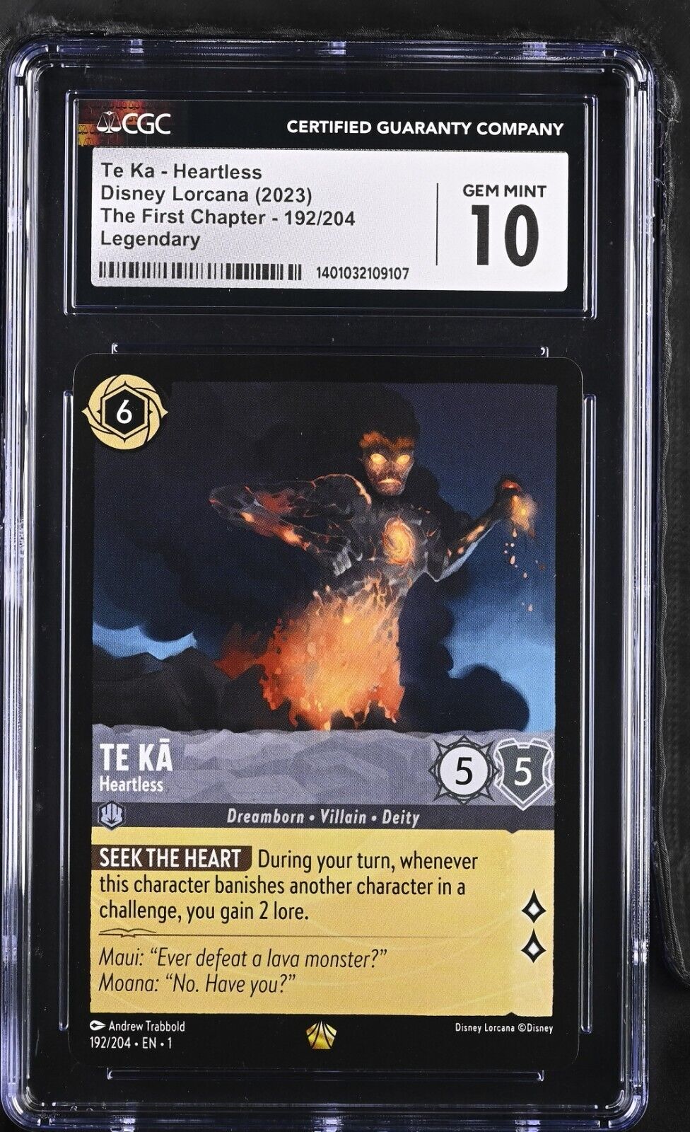 CGC 10 Disney Lorcana The First Chapter Te Ka Heartless Legendary 192