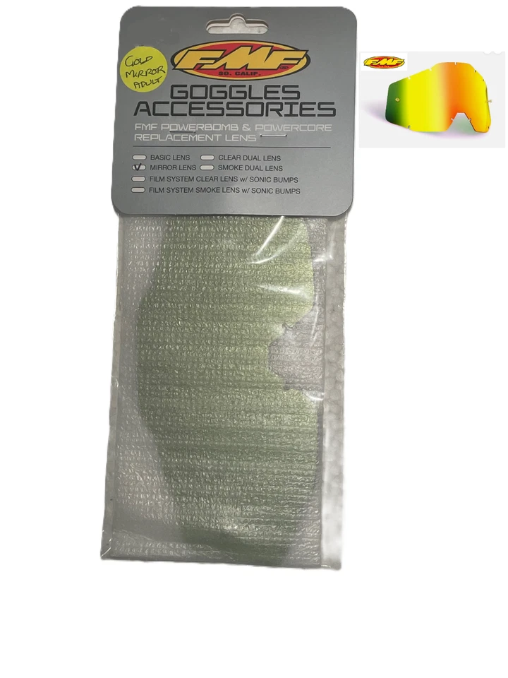 FMF PowerBomb GOLD MIRROR lens NEW Replacement MX Motocross Goggle Lens - Image 2 of 4