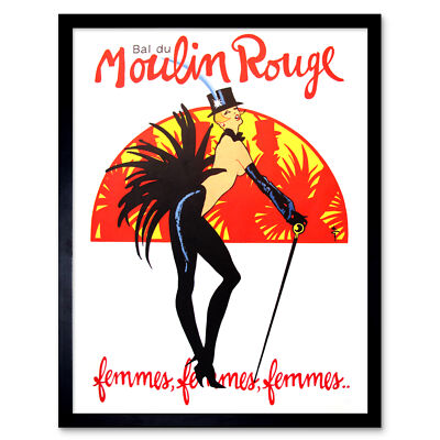 Burlesque Moulin Rouge Paris Mädchen Gerahmter Druck 30x40 cm