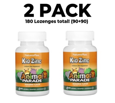 Nature's Plus, Animal Parade, 2 PACK, Kid Zinc Lozenges, Tangerine, 90 Lozenges