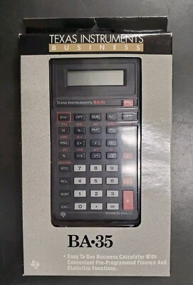 Texas Instruments BA-35 Business Calculator 1989 Assembled in Italy Vintage
