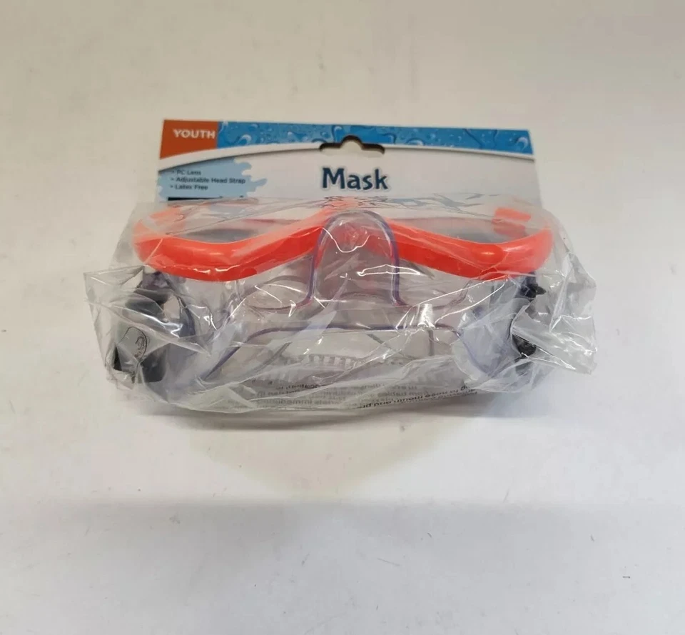 Gafas de natación juveniles máscara niño talla 4+ naranja blanco correa ajustable nuevo traje de baño Foto 3 de 4