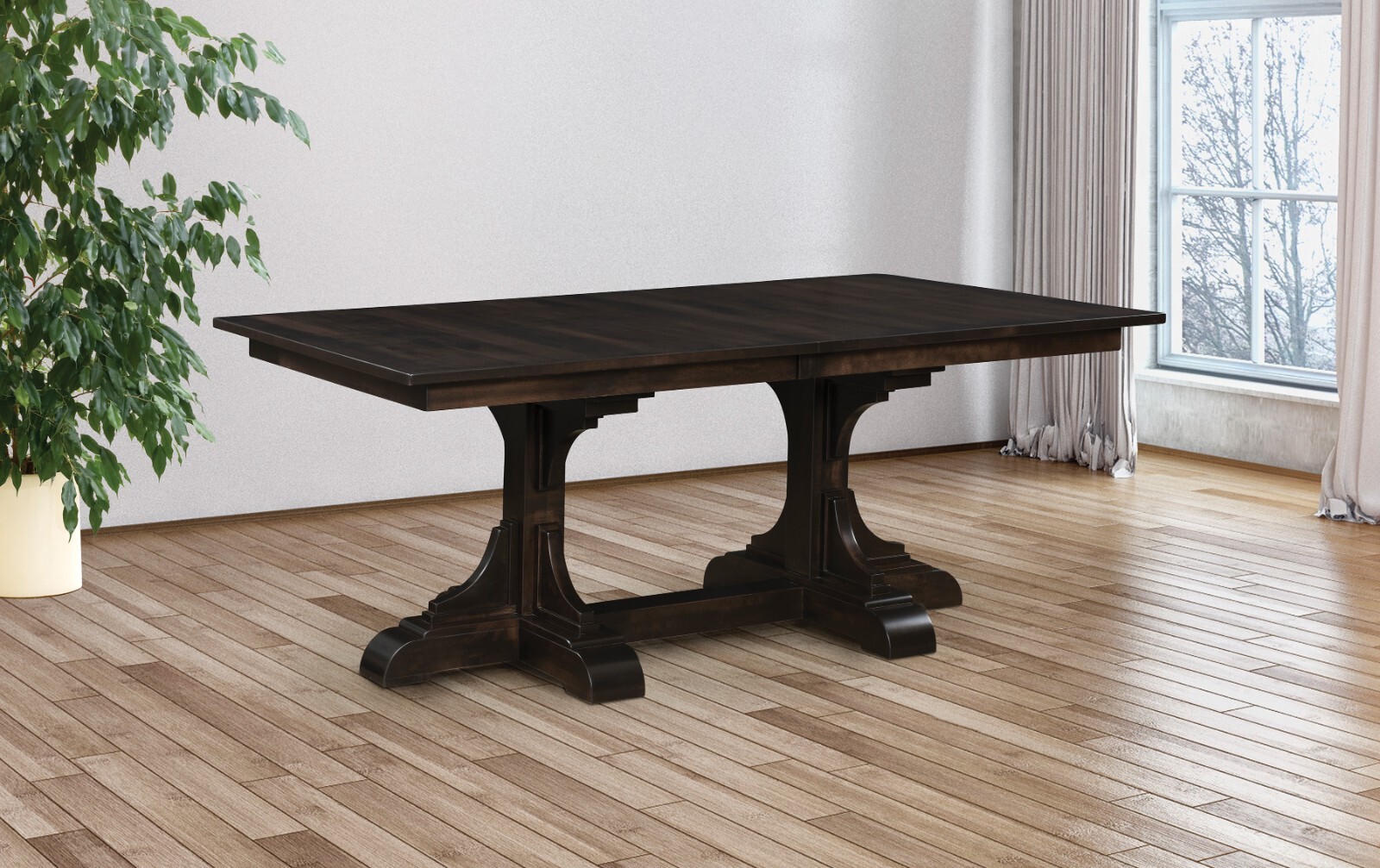 Amish Traditional Double Pedestal Dining Table Solid Wood 42" x 72 | eBay