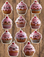 Pink Cherry Cupcake Die Cut Vinyl Stickers Set Notebook Laptop Waterbottle