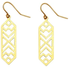 14K Yellow Gold Hexa Hanging Earrings