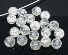 20 Glass Beads 10mm Clear Crackle Beads Round