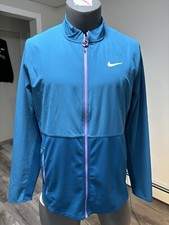 Nike Dri-Fit Full Zip Training Running Jacket Mock Neck Bright Blue Size Large