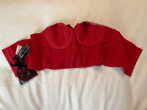 200 $ Victoria’s Secret Dream Angels Bustier leicht gefüttert verziert rote Schleife S - Bild 3 von 8