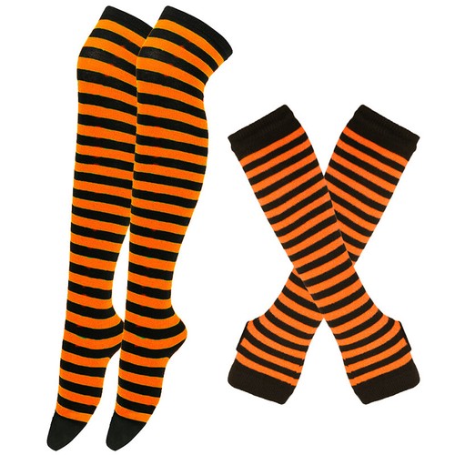 Knee High Socks Set Warm Knee Socks Long Socks Striped Arm Sleeve Stocking Youth - Picture 11 of 21