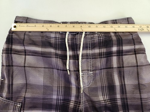 Paradise Collection Mens L Plaid Swim Short Trunks Boardshorts Gray Pockets - Picture 2 of 8