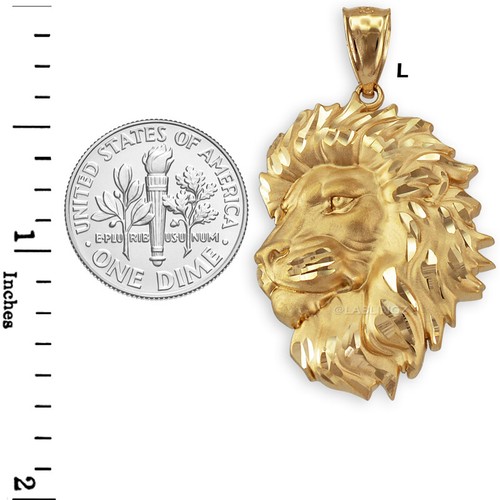 Gold Lion Face Sparkle-Cut Pendant (S/L, yellow, white, rose gold, 10k, 14k) - Picture 11 of 12
