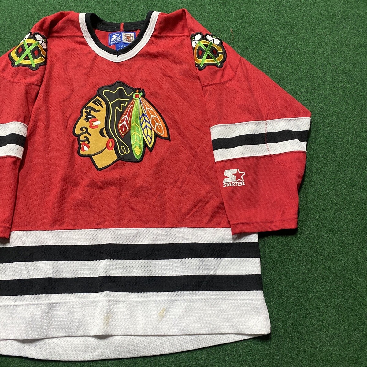 Vintage Starter Chicago Blackhawks Jersey Mens L/XL Red 90S NHL