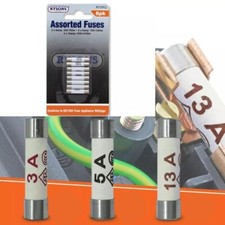 8 PACK Cartridge Fuses Mixed 3 5 13 AMP 3A 5A 13A Mains Plug Household Aluminum