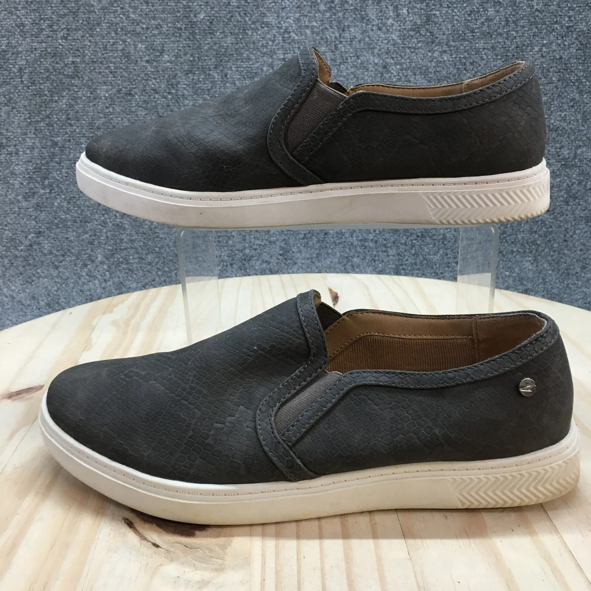 LifeStride Shoes Womens 8.5 W Loma Slip On Gray Faux Leather
