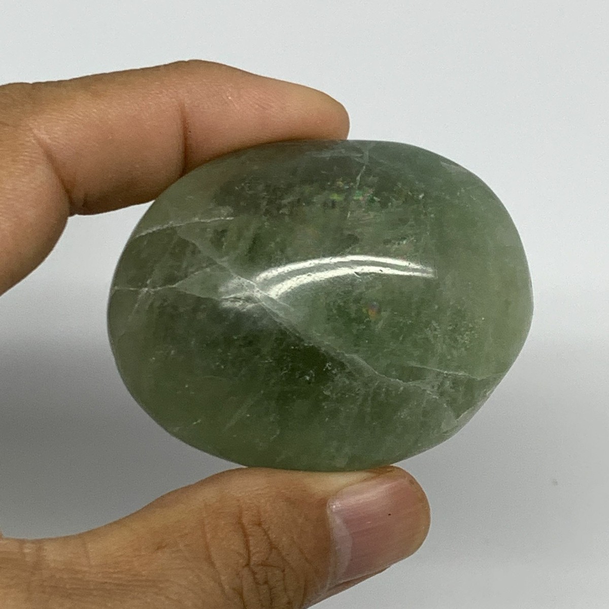 Natural Fluorite Palm-Stone Polished Reiki