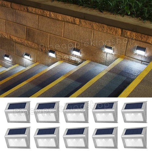 10x Outdoor Solar 3 LED Deck Light Garden Patio Pathway Stair Step Fence Lamp - Picture 9 of 9