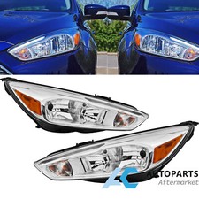 For 2015-2018 Ford Focus Wled Drl Headlights Headlamp Assembly Pair Chrome