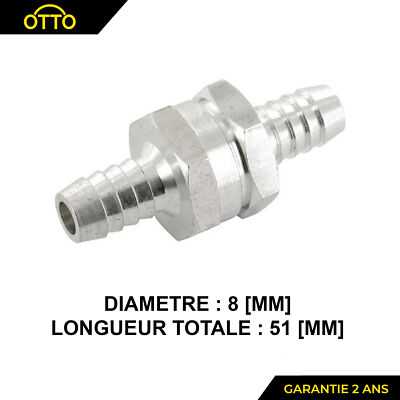 Clapet Anti-retour 8mm - Pour Carburant (essence/gasoil/huile) - Neuf, Longueur 51mm, Garantie 2 Ans