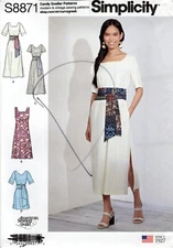 Simplicity S8871 Wrap Tie Dress w Sleeve & Neckline Variations Sz 12-20 UNCUT