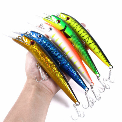 5PCS/Set Trolling Bait Minnow Fishing Lure Swimbait Tackle Wobbler 20cm/45g USA