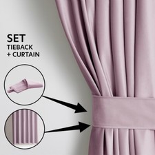 Gardine Ösen Vorhang mit Raffhalter Samt Ösenvorhang Verdunkelnd Velvet