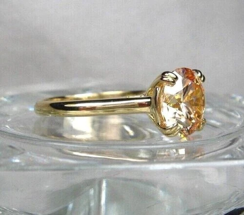 Anillo solitario de diamantes champán tratados de 3,45 quilates certificado en plata 925. Foto 2 de 4