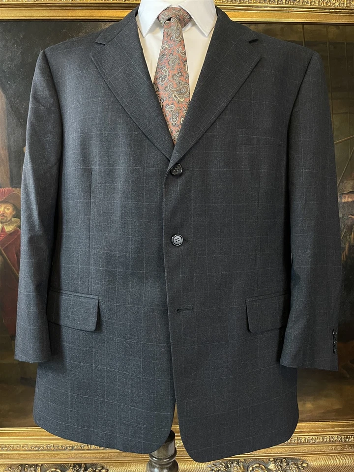 Bill Blass Premier Collection 46S 38 x 28 USA MADE Windowpane Check Wool Suit - Image 4 of 4