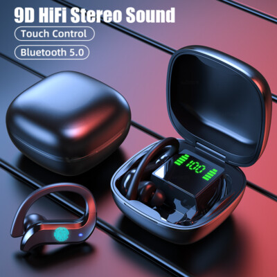 Sports Wireless Earbuds Bluetooth 5.0 Headset TWS HiFi Stereo Earhook Earphones