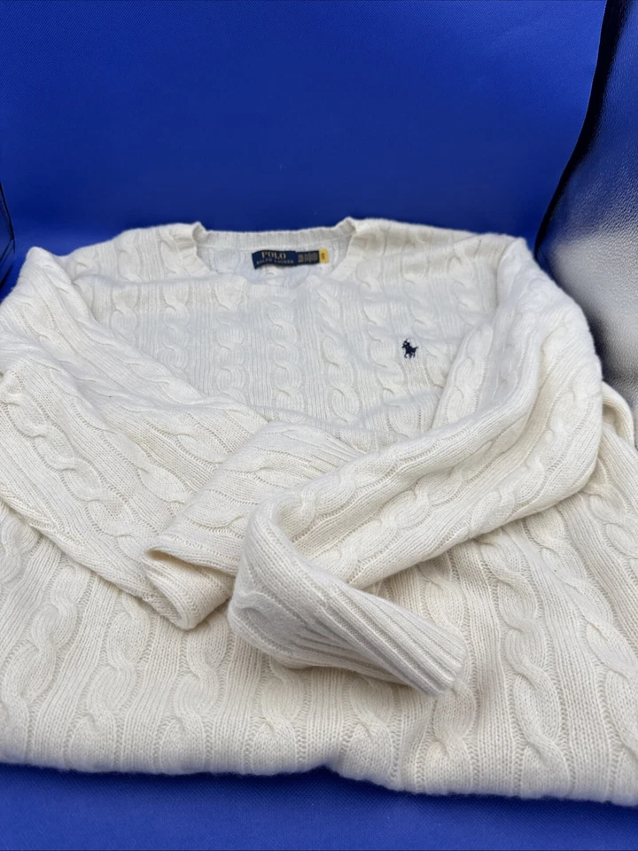 Polo Ralph Lauren Para Hombres XXL Lana y Cachemira Tejido con Cable Cuello Redondo Suéter Nuevo Foto 4 de 4