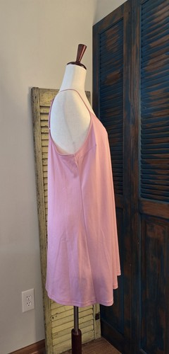 Modcloth V-Neck Pintuck Sheer Overlay Slip Dress Women XL Pink Buttons Tie Back - Picture 7 of 17