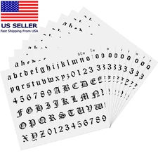 10 Sheet Gothic Temporary Tattoos, Small English Letters Numbers Fake Tattoos Al