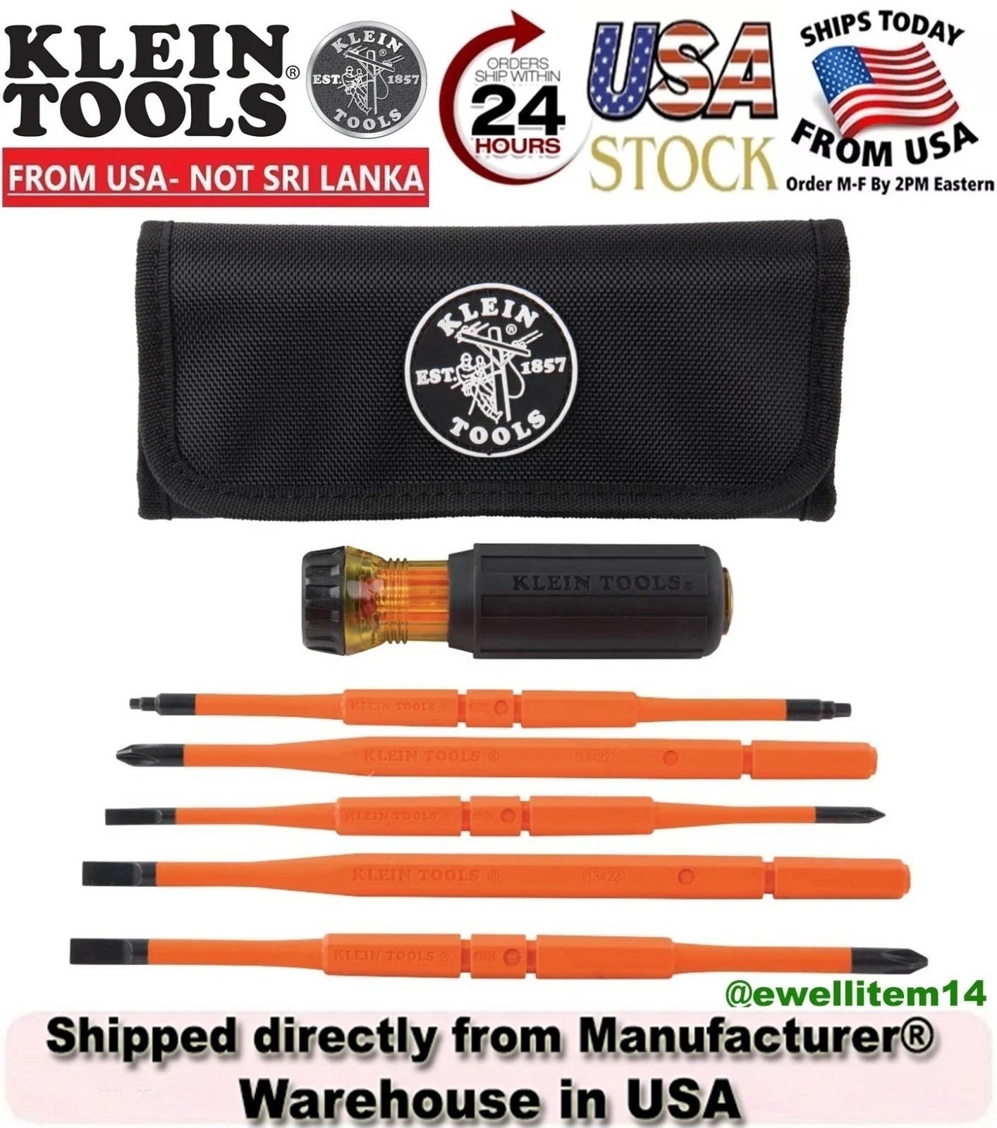Klein Tools 32288 8-in-1 Insulated Interchangeable Screwdriver Set - 7 Piece