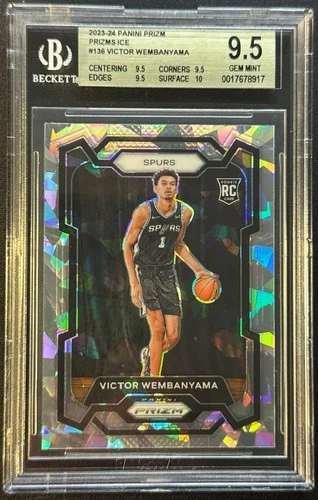 2023-24 Panini Prizm Ice #136 Victor Wembanyama RC BGS 9.5 (Surface 10) Spurs