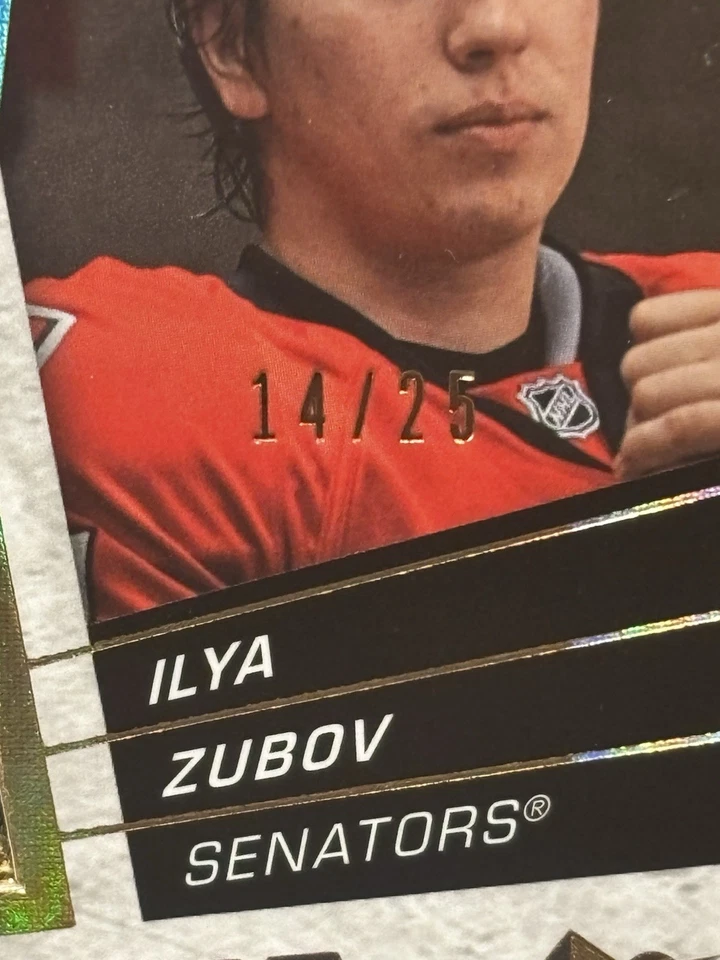 2008-09 UD SPx Rookie Gold Auto Patch # /25 Ilya Zuni Rare SP Senators - Image 2 of 4