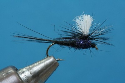 Fliegentom Trockenfliege - 3 Stück schwarze UV Parachute